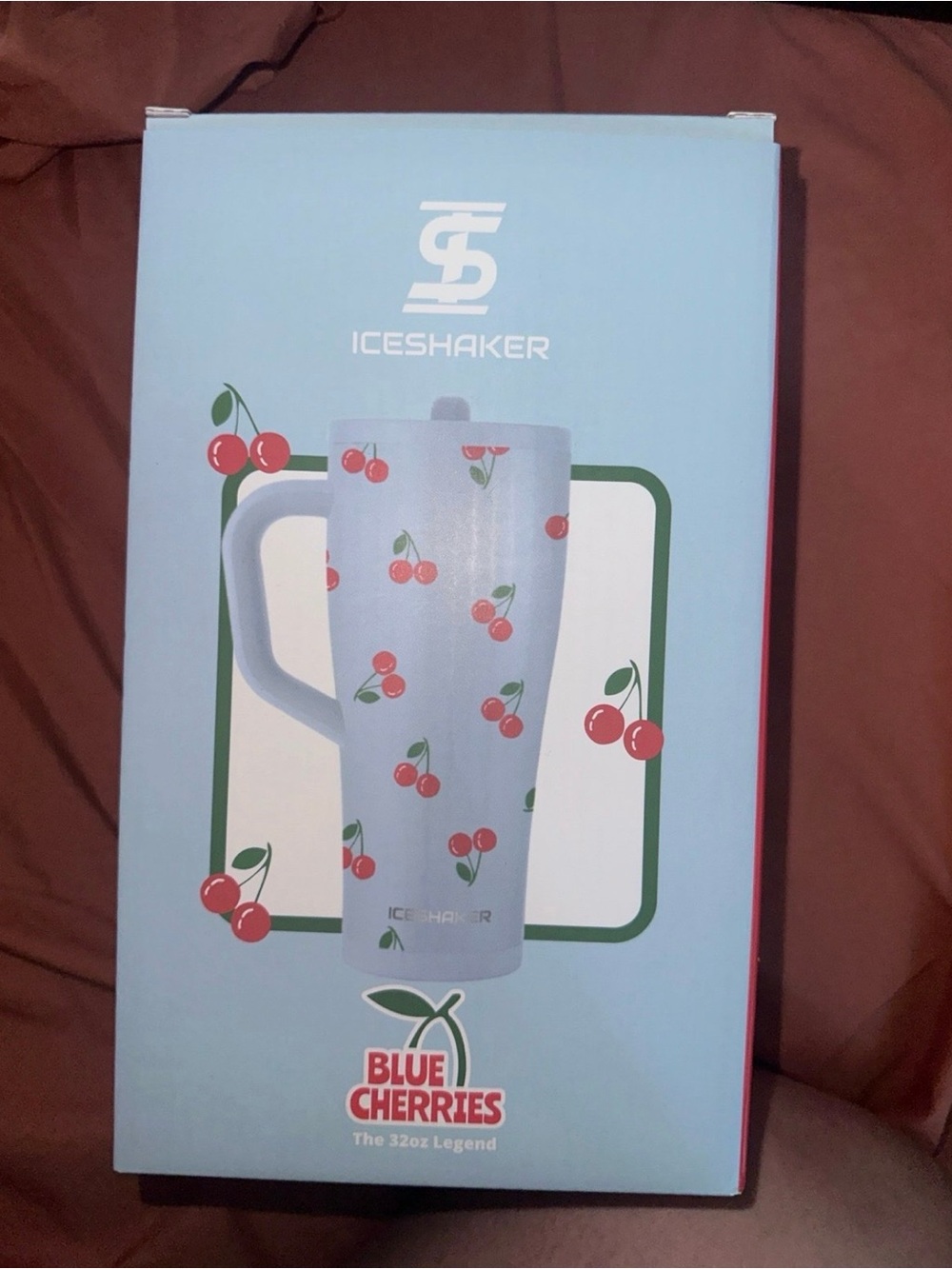 Blue Cherries 32oz Cherry Print Travel Mug